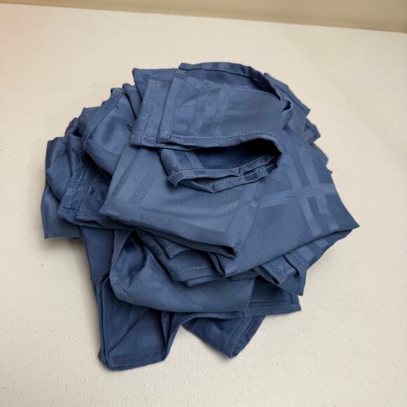 Food Network Stain-Resistant Microfiber Check Napkin Blue Set of 8 Fabric Cloth - Picture 5 of 5